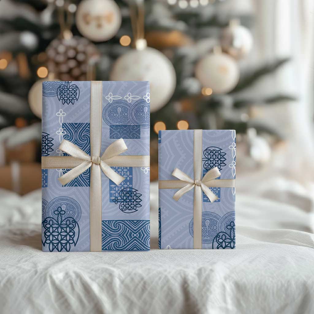 Vintage Lapita Wrapping Paper Iconic Double Face Pattern Blue - Polynesian Pride