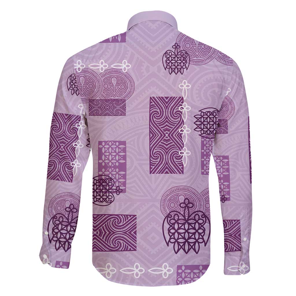 Vintage Lapita Family Matching Long Sleeve Bodycon Dress and Hawaiian Shirt Iconic Double Face Pattern Violet LT05 - Polynesian Pride