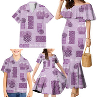 Vintage Lapita Family Matching Mermaid Dress and Hawaiian Shirt Iconic Double Face Pattern Violet LT05 - Polynesian Pride