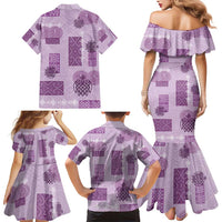 Vintage Lapita Family Matching Mermaid Dress and Hawaiian Shirt Iconic Double Face Pattern Violet LT05 - Polynesian Pride
