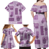 Vintage Lapita Family Matching Off Shoulder Maxi Dress and Hawaiian Shirt Iconic Double Face Pattern Violet LT05 - Polynesian Pride