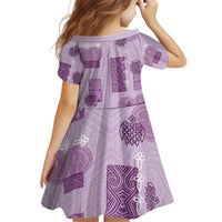 Vintage Lapita Family Matching Off Shoulder Short Dress and Hawaiian Shirt Iconic Double Face Pattern Violet LT05 - Polynesian Pride