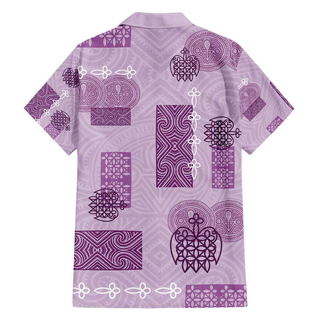Vintage Lapita Family Matching Off Shoulder Short Dress and Hawaiian Shirt Iconic Double Face Pattern Violet LT05 - Polynesian Pride