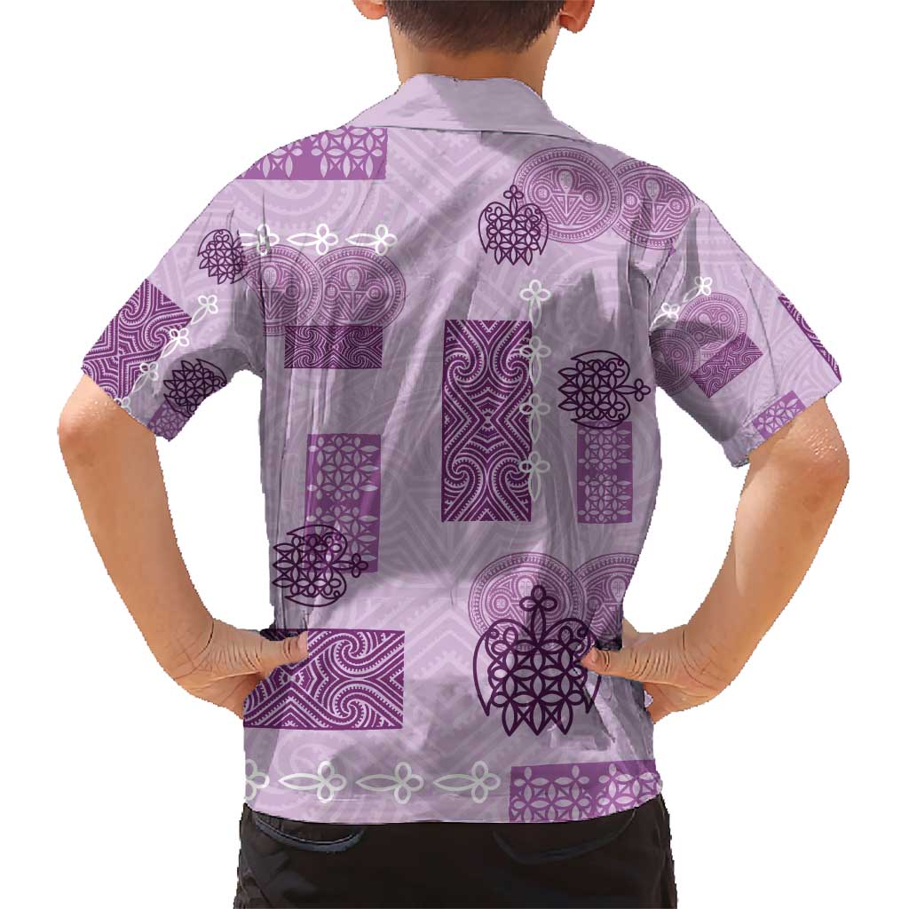 Vintage Lapita Family Matching Short Sleeve Bodycon Dress and Hawaiian Shirt Iconic Double Face Pattern Violet LT05 - Polynesian Pride