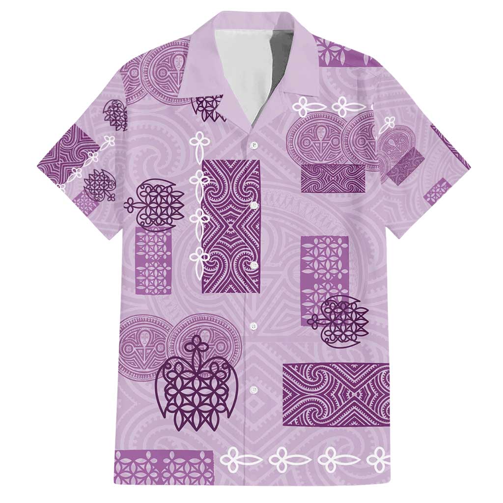 Vintage Lapita Family Matching Short Sleeve Bodycon Dress and Hawaiian Shirt Iconic Double Face Pattern Violet LT05 Dad's Shirt - Short Sleeve Violet - Polynesian Pride