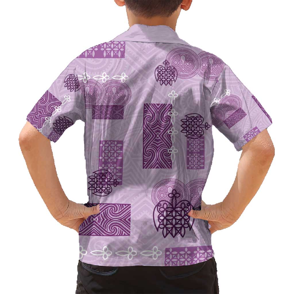 Vintage Lapita Family Matching Tank Maxi Dress and Hawaiian Shirt Iconic Double Face Pattern Violet LT05 - Polynesian Pride