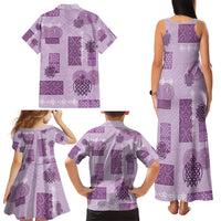 Vintage Lapita Family Matching Tank Maxi Dress and Hawaiian Shirt Iconic Double Face Pattern Violet LT05 - Polynesian Pride