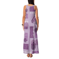 Vintage Lapita Family Matching Tank Maxi Dress and Hawaiian Shirt Iconic Double Face Pattern Violet LT05 - Polynesian Pride