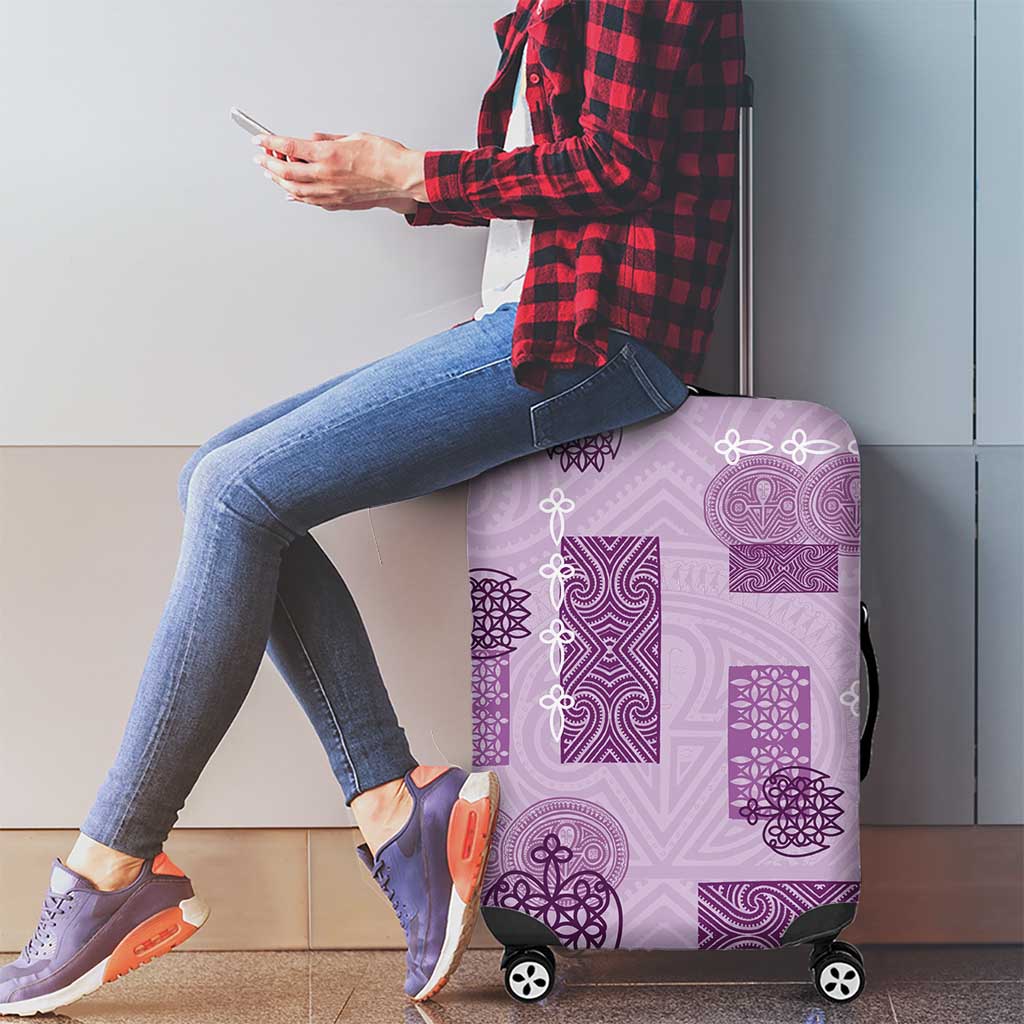 Vintage Lapita Luggage Cover Iconic Double Face Pattern Violet