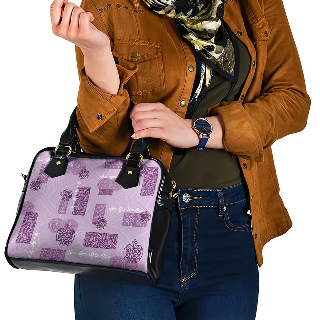 Vintage Lapita Shoulder Handbag Iconic Double Face Pattern Violet