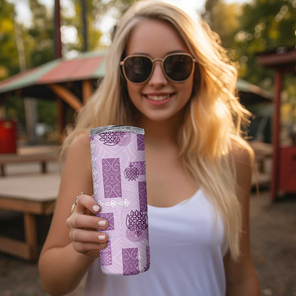 Vintage Lapita Skinny Tumbler Iconic Double Face Pattern Violet