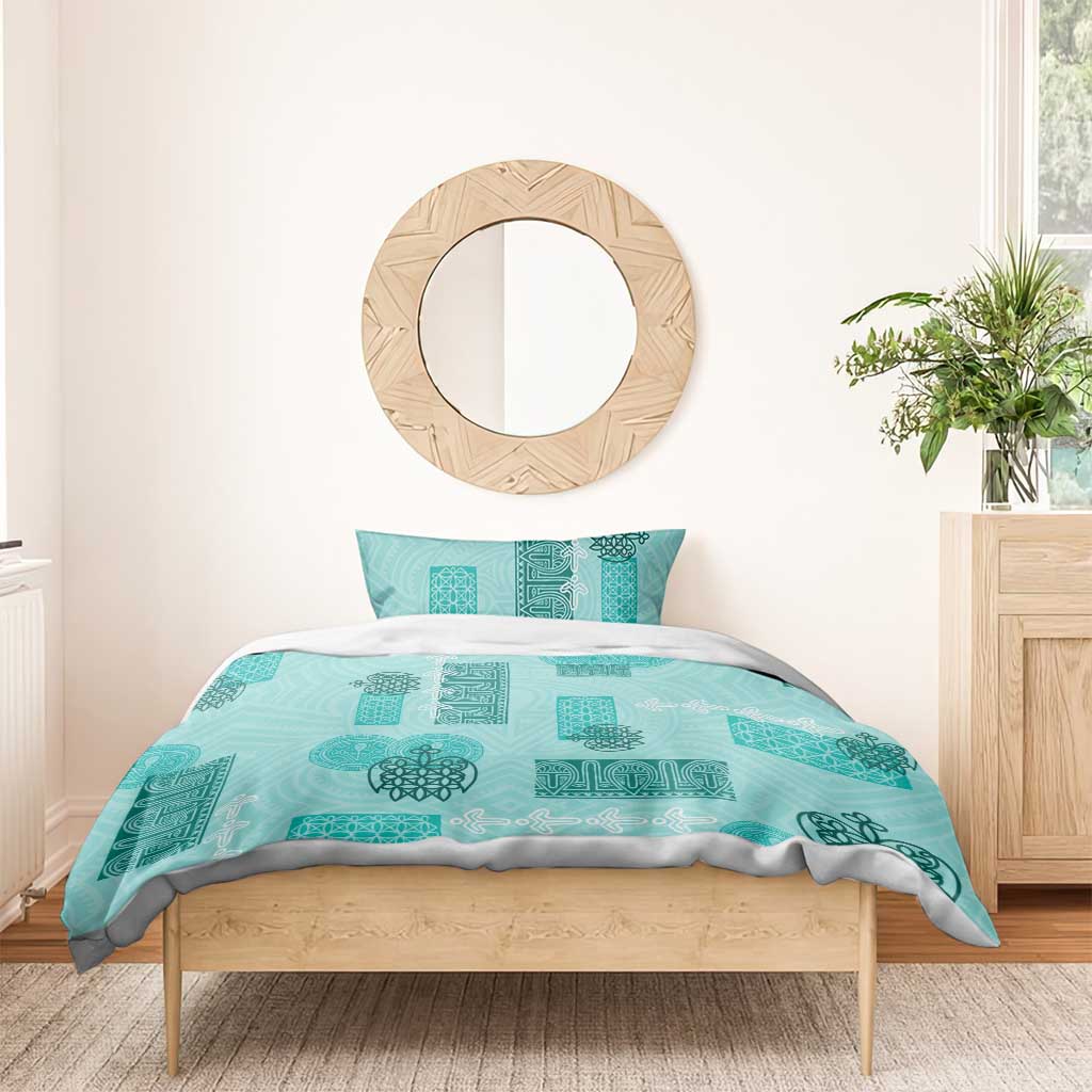 Vintage Lapita Bedding Set Iconic Double Face Pattern Turquoise