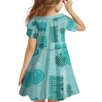 Vintage Lapita Family Matching Long Sleeve Bodycon Dress and Hawaiian Shirt Iconic Double Face Pattern Turquoise LT05 - Polynesian Pride