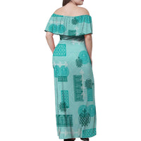 Vintage Lapita Family Matching Off Shoulder Maxi Dress and Hawaiian Shirt Iconic Double Face Pattern Turquoise LT05 - Polynesian Pride