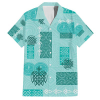Vintage Lapita Family Matching Summer Maxi Dress and Hawaiian Shirt Iconic Double Face Pattern Turquoise LT05 Dad's Shirt - Short Sleeve Turquoise - Polynesian Pride