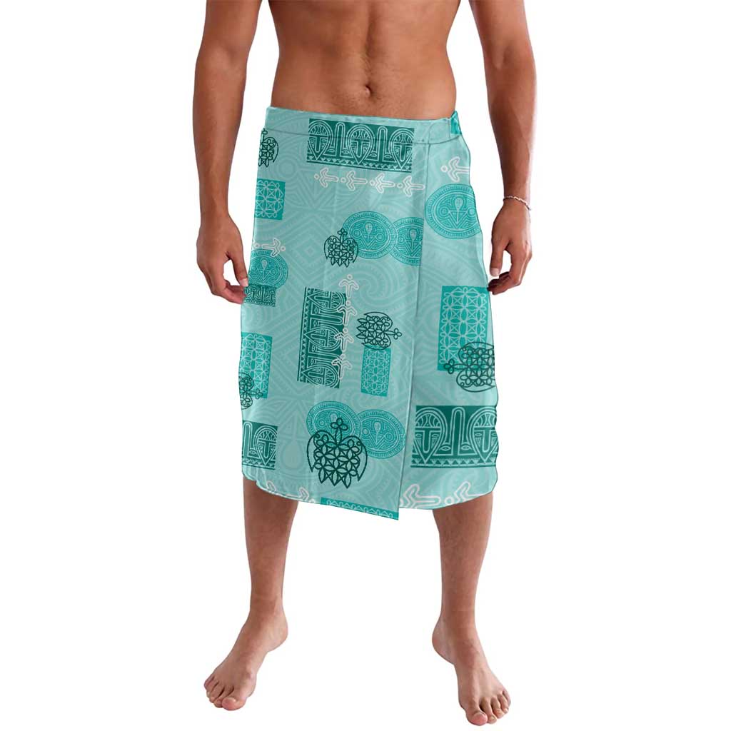 Vintage Lapita Lavalava Iconic Double Face Pattern Turquoise LT05