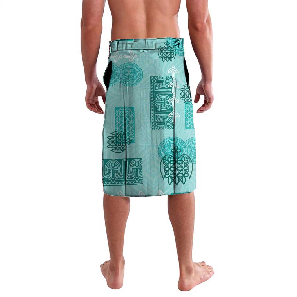 Vintage Lapita Lavalava Iconic Double Face Pattern Turquoise LT05