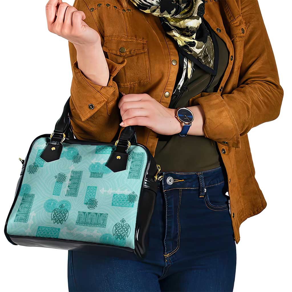 Vintage Lapita Shoulder Handbag Iconic Double Face Pattern Turquoise