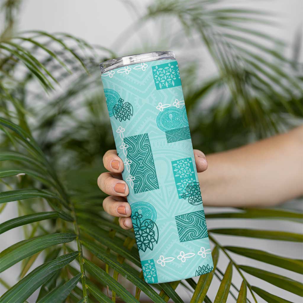 Vintage Lapita Skinny Tumbler Iconic Double Face Pattern Turquoise