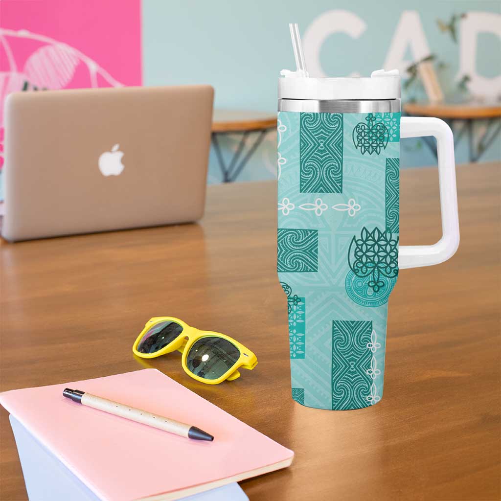 Vintage Lapita Tumbler With Handle Iconic Double Face Pattern Turquoise