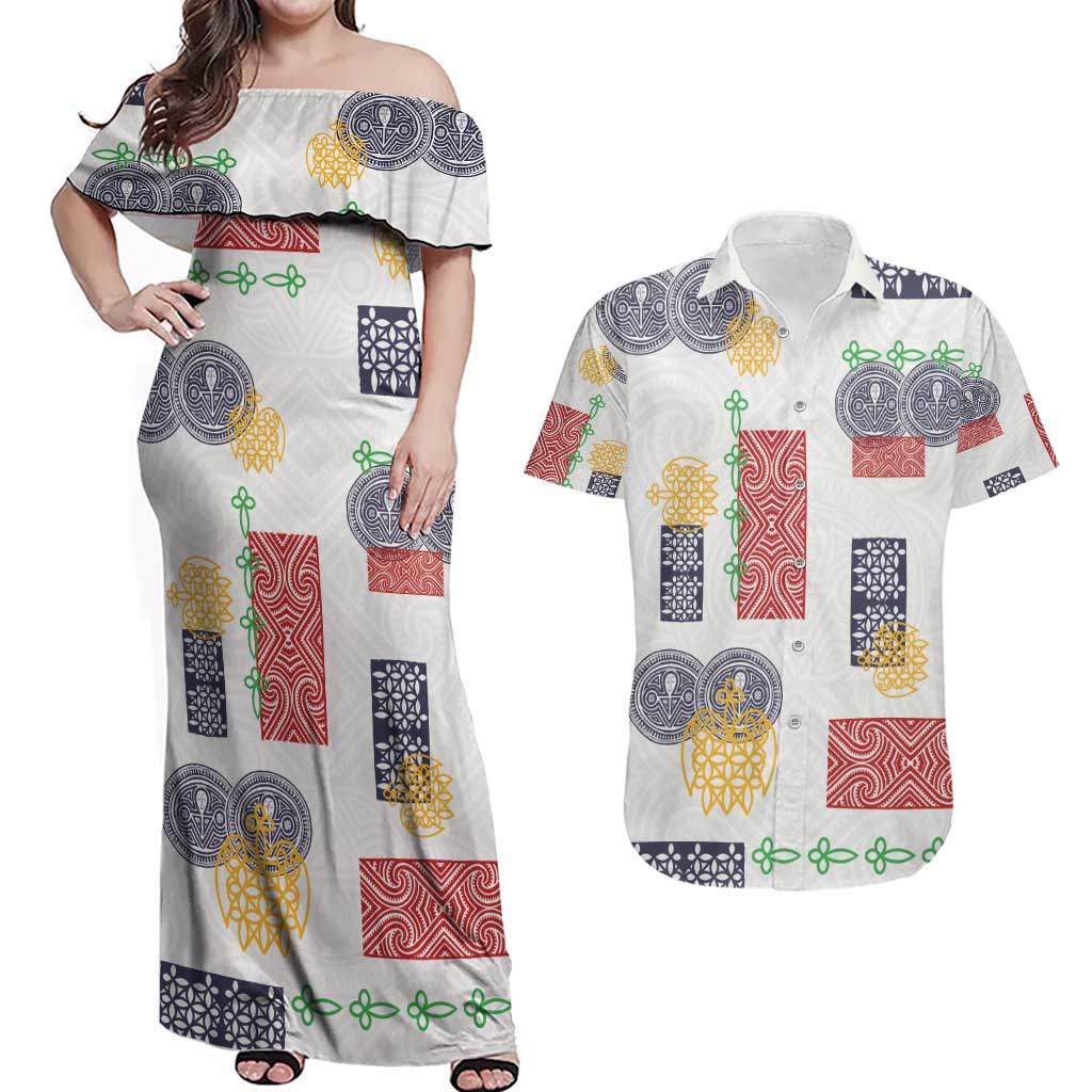 Vintage Lapita Couples Matching Off Shoulder Maxi Dress and Hawaiian Shirt Iconic Double Face Pattern LT05 Colorful - Polynesian Pride