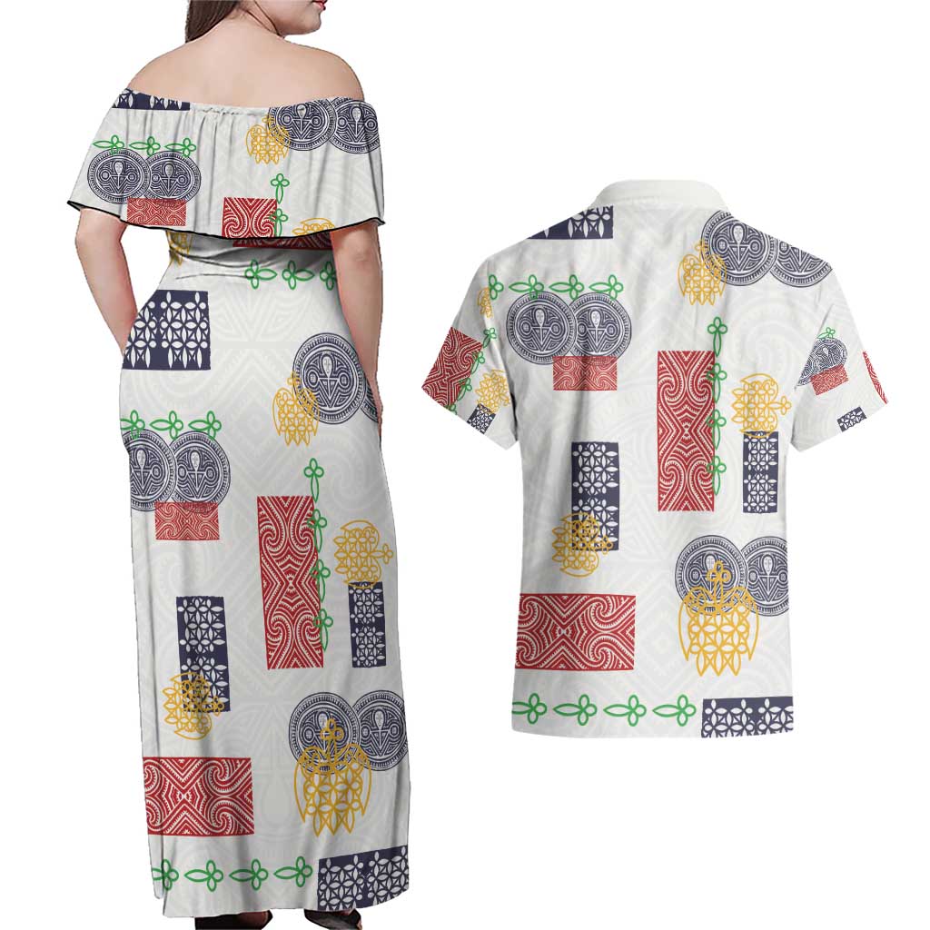 Vintage Lapita Couples Matching Off Shoulder Maxi Dress and Hawaiian Shirt Iconic Double Face Pattern LT05 - Polynesian Pride