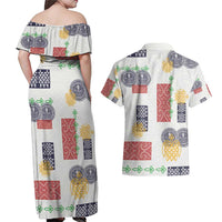 Vintage Lapita Couples Matching Off Shoulder Maxi Dress and Hawaiian Shirt Iconic Double Face Pattern LT05 - Polynesian Pride