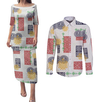 Vintage Lapita Couples Matching Puletasi and Long Sleeve Button Shirt Iconic Double Face Pattern LT05 Colorful - Polynesian Pride