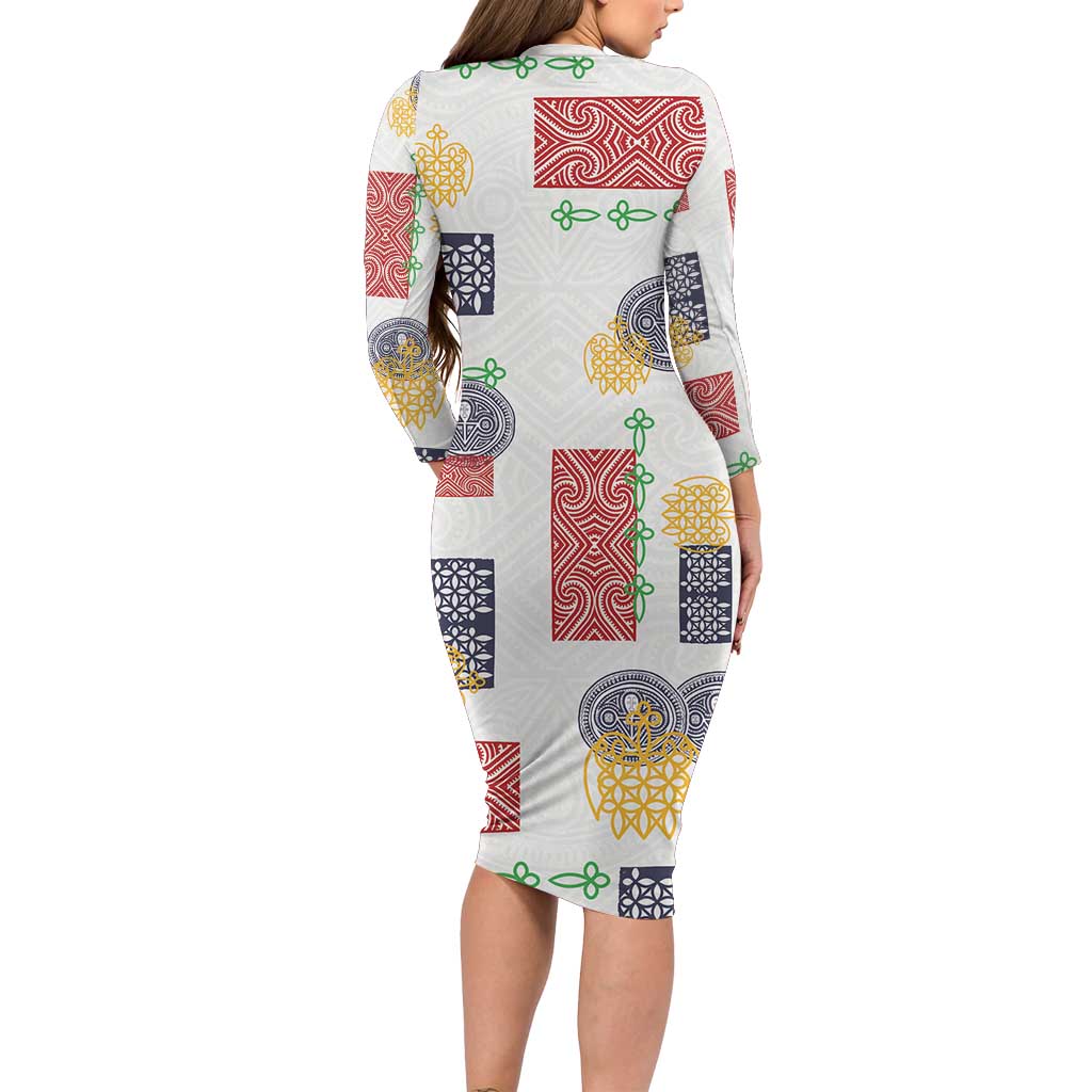 Vintage Lapita Family Matching Long Sleeve Bodycon Dress and Hawaiian Shirt Iconic Double Face Pattern LT05 - Polynesian Pride