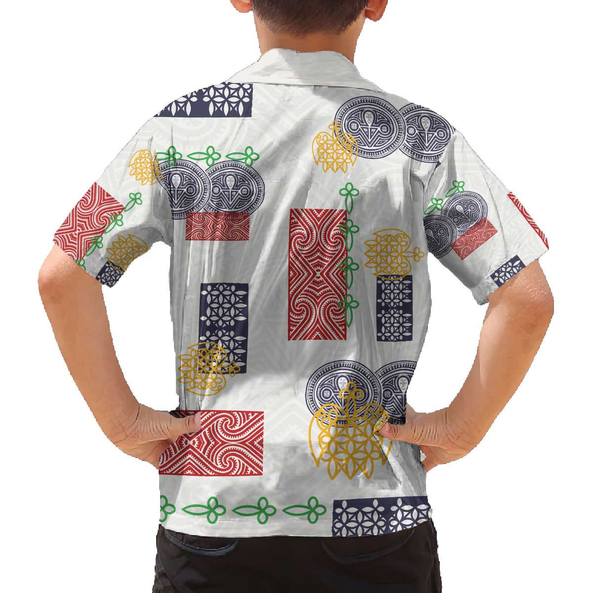 Vintage Lapita Family Matching Off The Shoulder Long Sleeve Dress and Hawaiian Shirt Iconic Double Face Pattern LT05 - Polynesian Pride