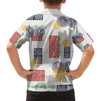 Vintage Lapita Family Matching Off The Shoulder Long Sleeve Dress and Hawaiian Shirt Iconic Double Face Pattern LT05 - Polynesian Pride