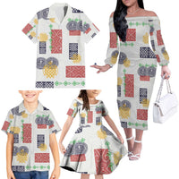 Vintage Lapita Family Matching Off The Shoulder Long Sleeve Dress and Hawaiian Shirt Iconic Double Face Pattern LT05 - Polynesian Pride