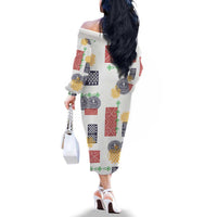 Vintage Lapita Family Matching Off The Shoulder Long Sleeve Dress and Hawaiian Shirt Iconic Double Face Pattern LT05 - Polynesian Pride