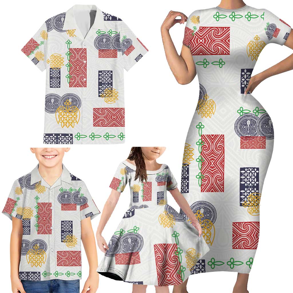 Vintage Lapita Family Matching Short Sleeve Bodycon Dress and Hawaiian Shirt Iconic Double Face Pattern LT05 - Polynesian Pride