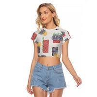 Vintage Lapita Raglan Cropped T Shirt Iconic Double Face Pattern
