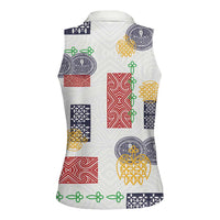 Vintage Lapita Women Sleeveless Polo Shirt Iconic Double Face Pattern LT05 - Polynesian Pride