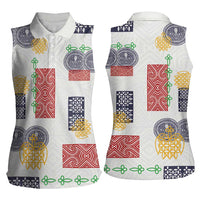 Vintage Lapita Women Sleeveless Polo Shirt Iconic Double Face Pattern LT05 - Polynesian Pride