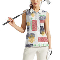 Vintage Lapita Women Sleeveless Polo Shirt Iconic Double Face Pattern LT05 - Polynesian Pride