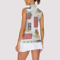 Vintage Lapita Women Sleeveless Polo Shirt Iconic Double Face Pattern LT05 - Polynesian Pride