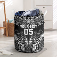 Custom New Zealand Fishing Laundry Basket Aotearoa Maori Koru LT05 Black - Polynesian Pride