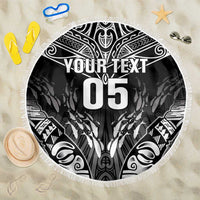 Custom New Zealand Fishing Beach Blanket Aotearoa Maori Koru LT05 One Size 150cm Black - Polynesian Pride