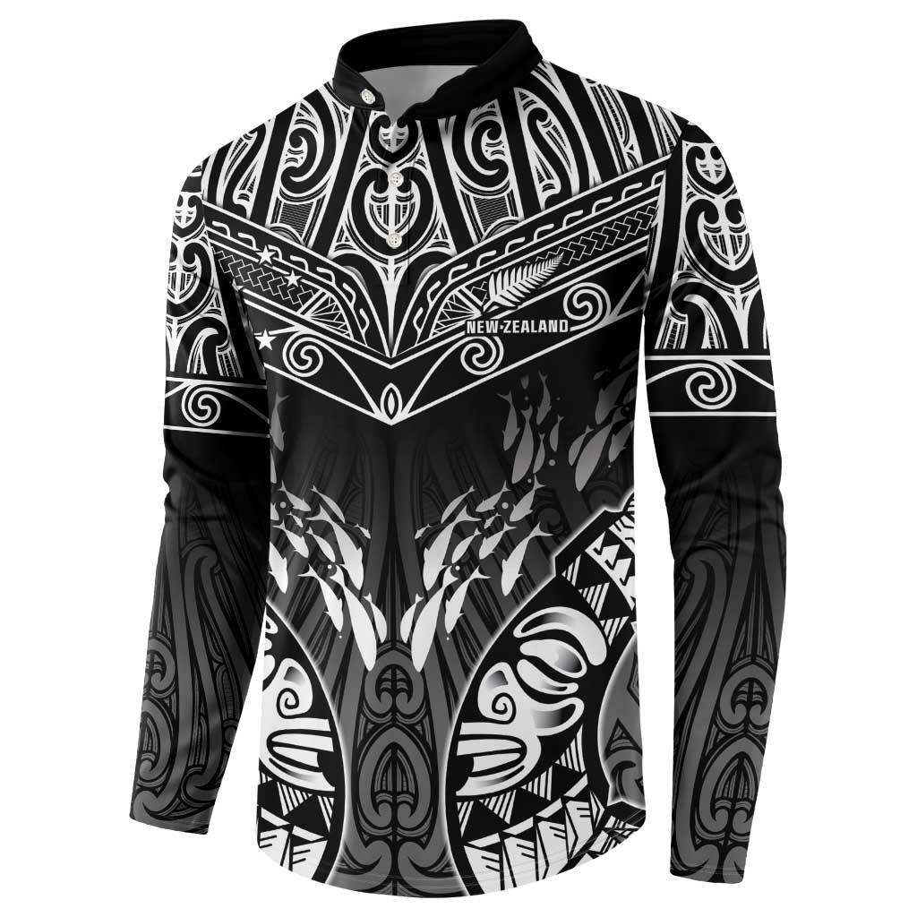 Custom New Zealand Fishing Button Sweatshirt Aotearoa Maori Koru LT05 - Polynesian Pride