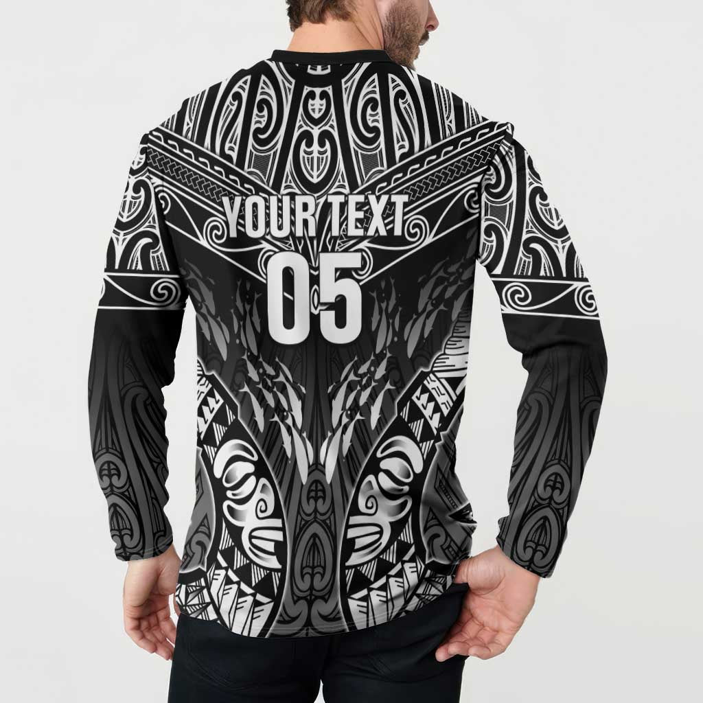 Custom New Zealand Fishing Button Sweatshirt Aotearoa Maori Koru LT05 - Polynesian Pride
