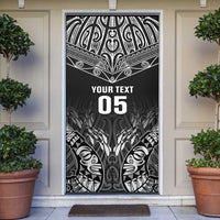 Custom New Zealand Fishing Door Cover - Aotearoa Maori Koru LT05 Black - Polynesian Pride
