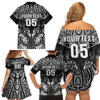 Custom New Zealand Fishing Family Matching Off Shoulder Short Dress and Hawaiian Shirt Aotearoa Maori Koru LT05 - Polynesian Pride