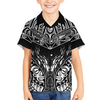Custom New Zealand Fishing Family Matching Off Shoulder Short Dress and Hawaiian Shirt Aotearoa Maori Koru LT05 Son's Shirt Black - Polynesian Pride