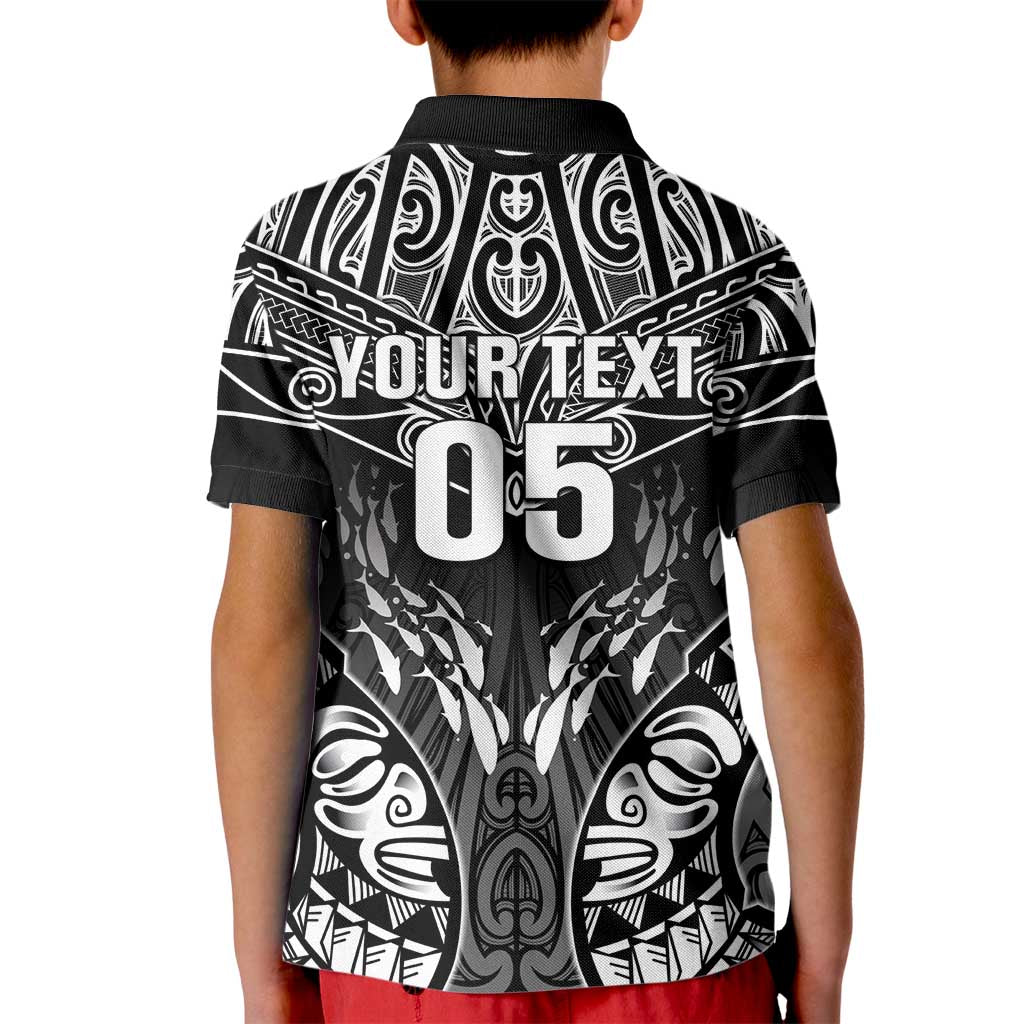 Custom New Zealand Fishing Kid Polo Shirt Aotearoa Maori Koru LT05 - Polynesian Pride