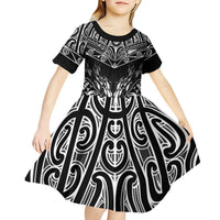 Custom New Zealand Fishing Kid Short Sleeve Dress Aotearoa Maori Koru LT05 - Polynesian Pride