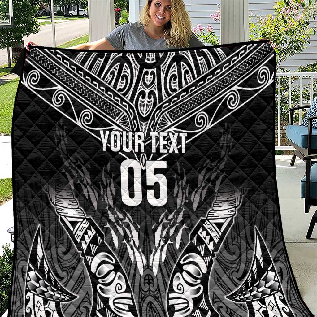 Custom New Zealand Fishing Quilt Aotearoa Maori Koru LT05 Black - Polynesian Pride