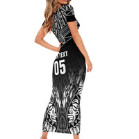 Custom New Zealand Fishing Short Sleeve Bodycon Dress Aotearoa Maori Koru LT05 - Polynesian Pride